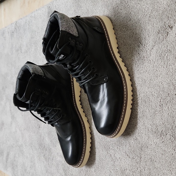 Steve Madden Black Boots Deelin Sz 11 Side Zipper & Lace Up - Picture 12 of 13